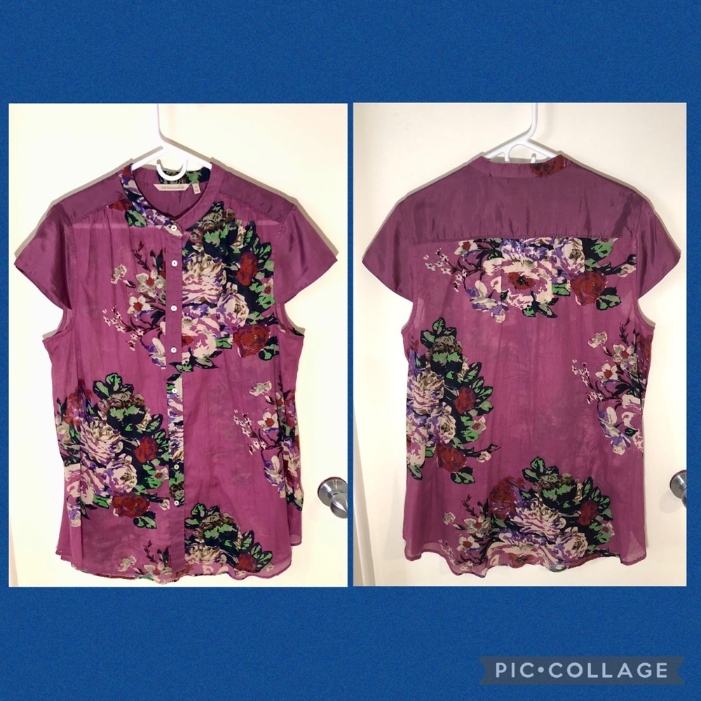 NEW Soft Surroundings Bouquet of Roses Tunic with Silk Trim